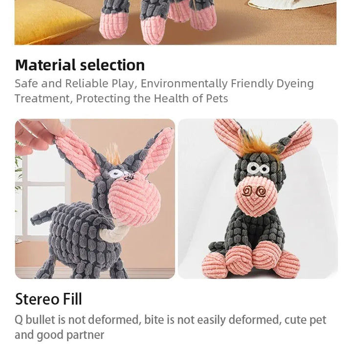 Dog Sounding Toy Molar Training Decompress Interactive Bite Resistant Donkey Shape Plush Toys Pet Supplies
