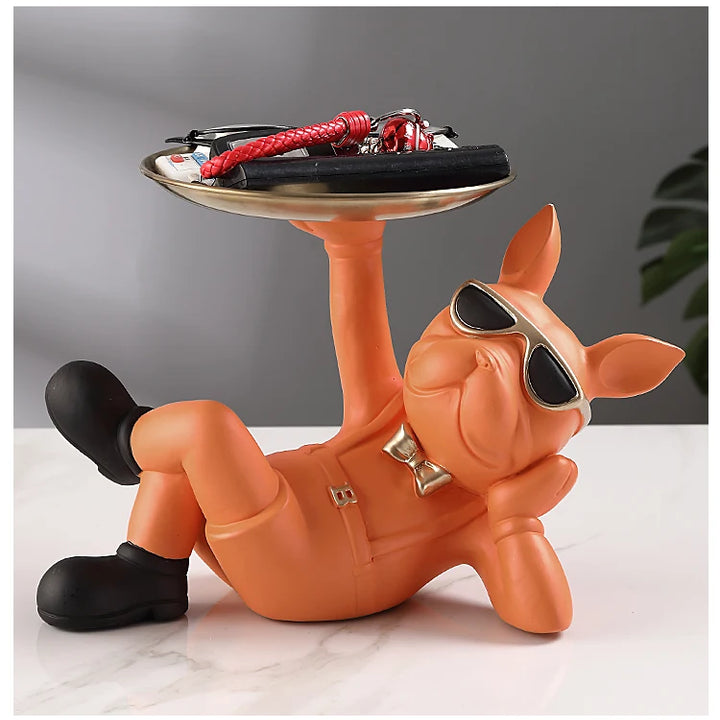 Bulldog Animal Figurines,Home Decoration Accessories,Table Ornaments,Storage Tray,Dog Model Statue,Sculpture Living Room Decor