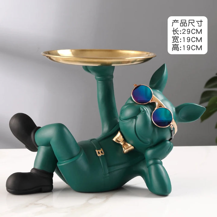 Bulldog Animal Figurines,Home Decoration Accessories,Table Ornaments,Storage Tray,Dog Model Statue,Sculpture Living Room Decor