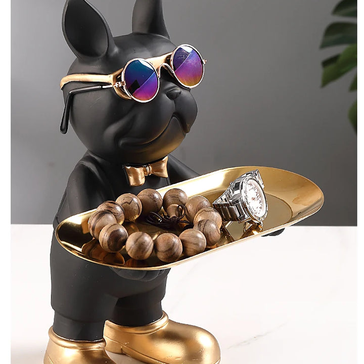 Bulldog Animal Figurines,Home Decoration Accessories,Table Ornaments,Storage Tray,Dog Model Statue,Sculpture Living Room Decor