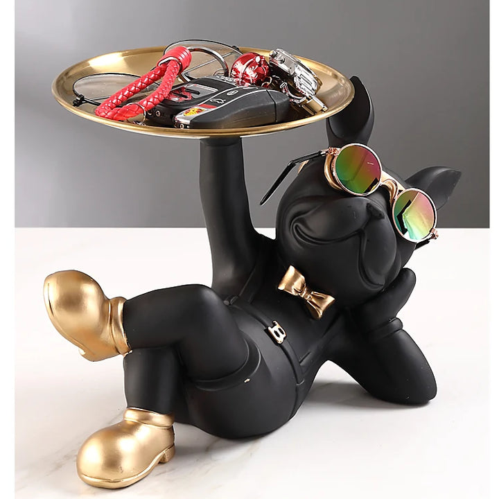 Bulldog Animal Figurines,Home Decoration Accessories,Table Ornaments,Storage Tray,Dog Model Statue,Sculpture Living Room Decor