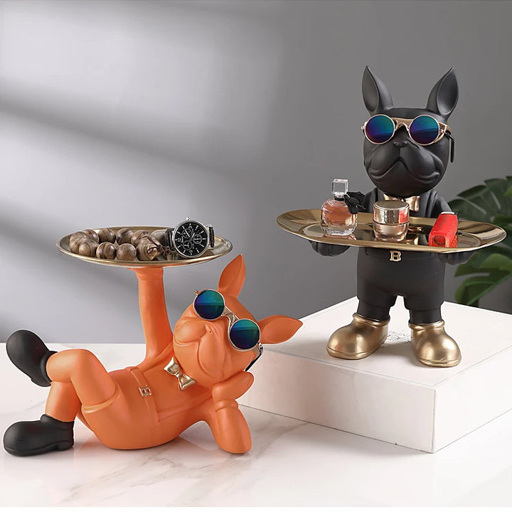 Bulldog Animal Figurines,Home Decoration Accessories,Table Ornaments,Storage Tray,Dog Model Statue,Sculpture Living Room Decor