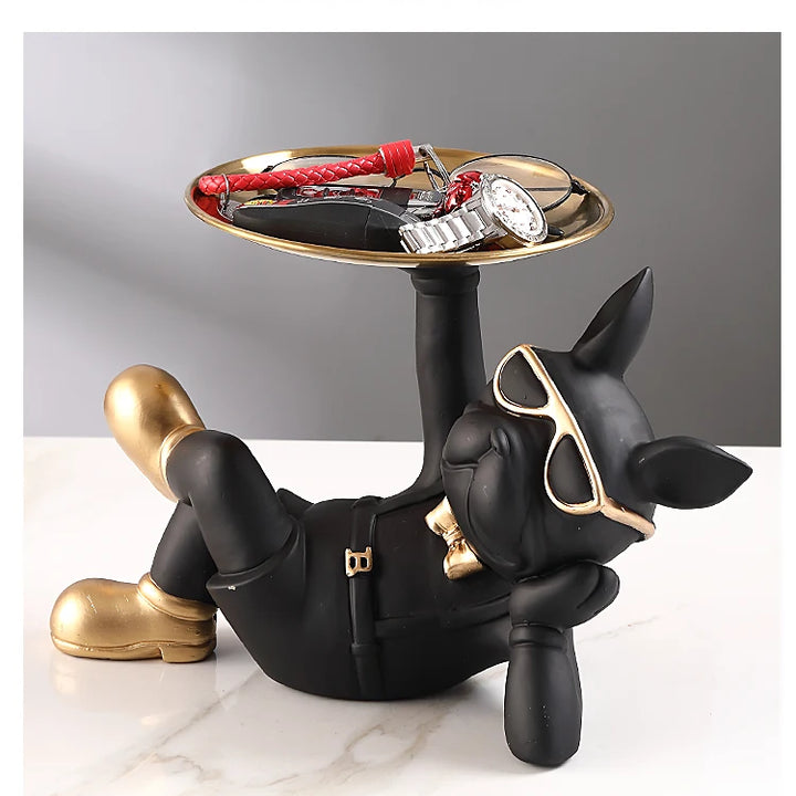 Bulldog Animal Figurines,Home Decoration Accessories,Table Ornaments,Storage Tray,Dog Model Statue,Sculpture Living Room Decor