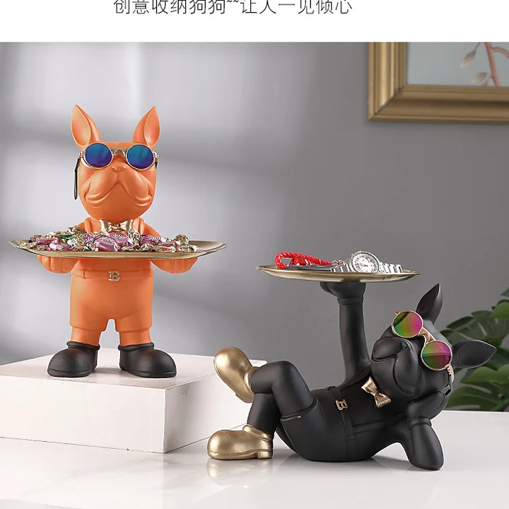 Bulldog Animal Figurines,Home Decoration Accessories,Table Ornaments,Storage Tray,Dog Model Statue,Sculpture Living Room Decor