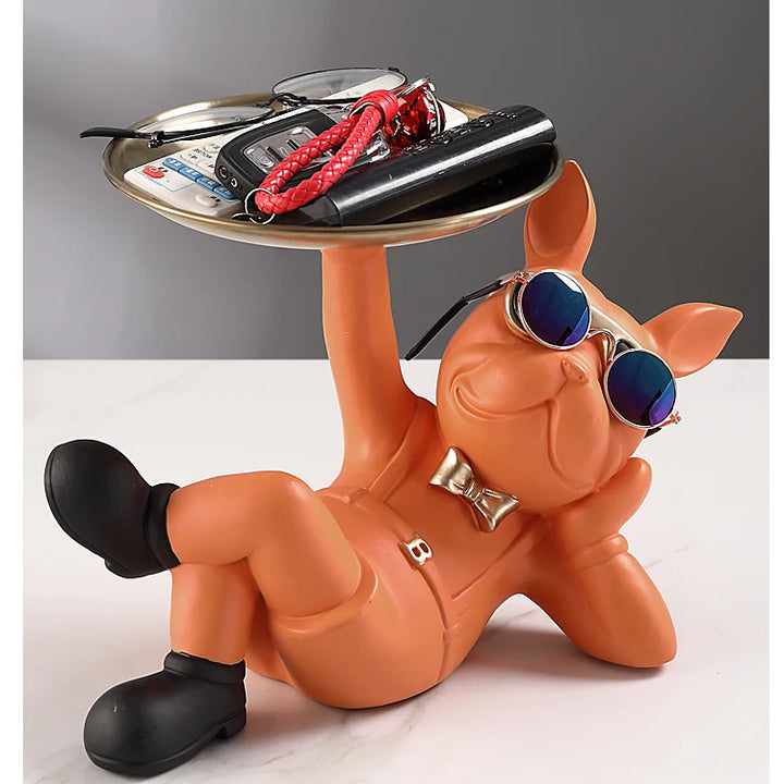 Bulldog Animal Figurines,Home Decoration Accessories,Table Ornaments,Storage Tray,Dog Model Statue,Sculpture Living Room Decor