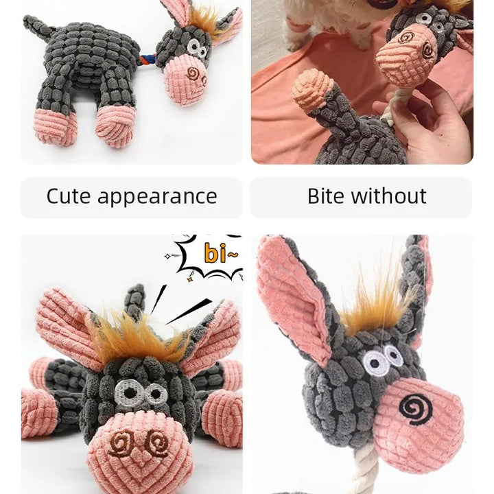 Dog Sounding Toy Molar Training Decompress Interactive Bite Resistant Donkey Shape Plush Toys Pet Supplies