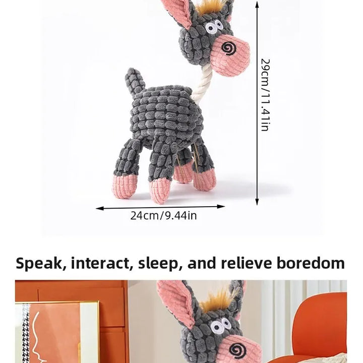 Dog Sounding Toy Molar Training Decompress Interactive Bite Resistant Donkey Shape Plush Toys Pet Supplies