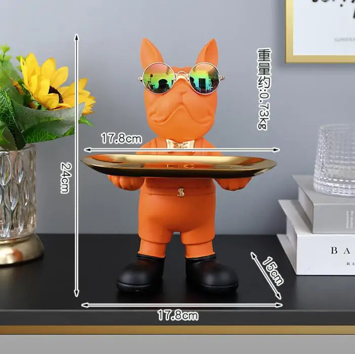 Bulldog Animal Figurines,Home Decoration Accessories,Table Ornaments,Storage Tray,Dog Model Statue,Sculpture Living Room Decor