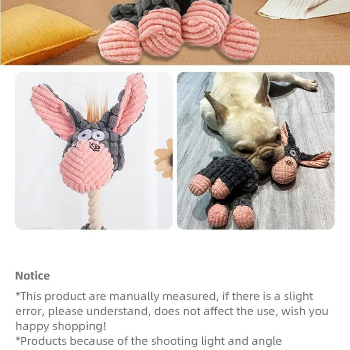 Dog Sounding Toy Molar Training Decompress Interactive Bite Resistant Donkey Shape Plush Toys Pet Supplies