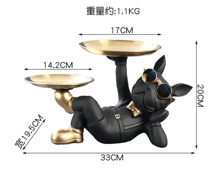 Bulldog Animal Figurines,Home Decoration Accessories,Table Ornaments,Storage Tray,Dog Model Statue,Sculpture Living Room Decor