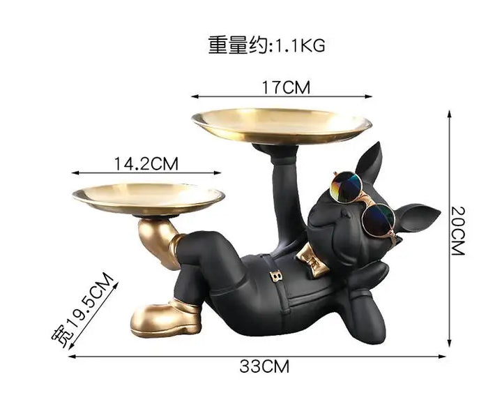 Bulldog Animal Figurines,Home Decoration Accessories,Table Ornaments,Storage Tray,Dog Model Statue,Sculpture Living Room Decor