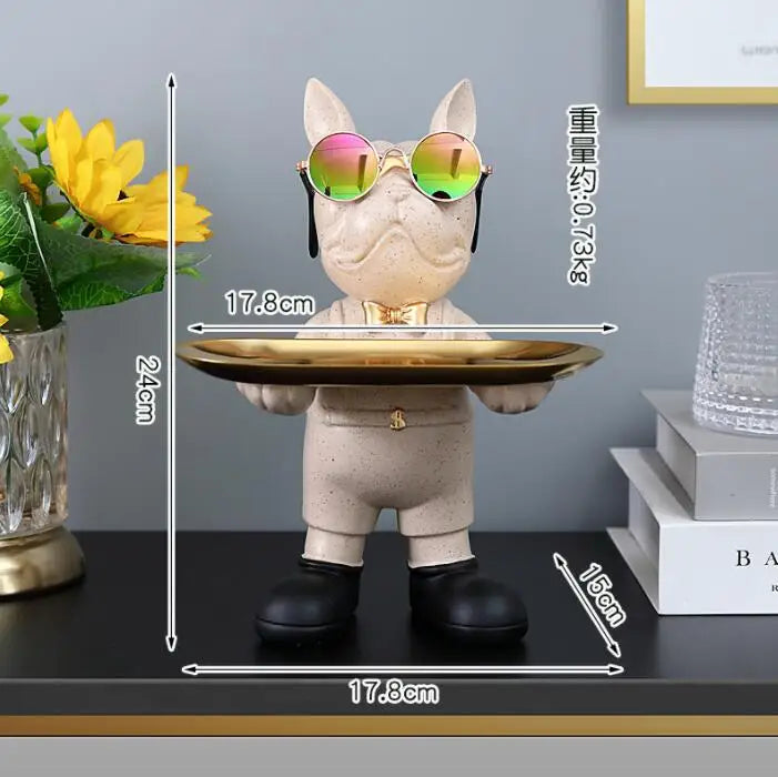 Bulldog Animal Figurines,Home Decoration Accessories,Table Ornaments,Storage Tray,Dog Model Statue,Sculpture Living Room Decor