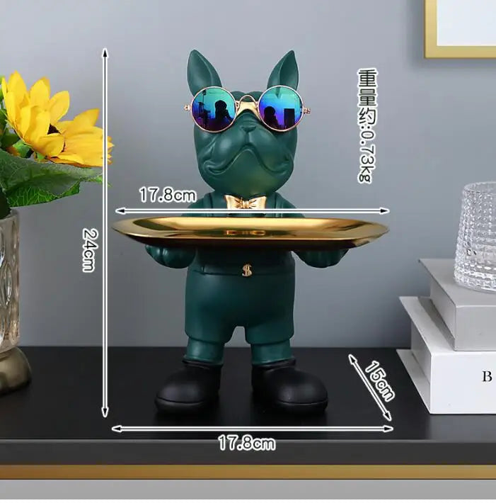 Bulldog Animal Figurines,Home Decoration Accessories,Table Ornaments,Storage Tray,Dog Model Statue,Sculpture Living Room Decor